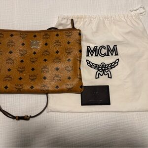 MCM Cognac Visetos Logo Crossbody Bag